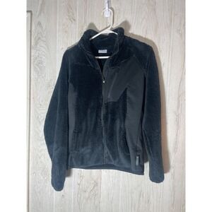 Women's medium Black Columbia Fleece Full Zip Jacket with Pockets Mock Neck EUC